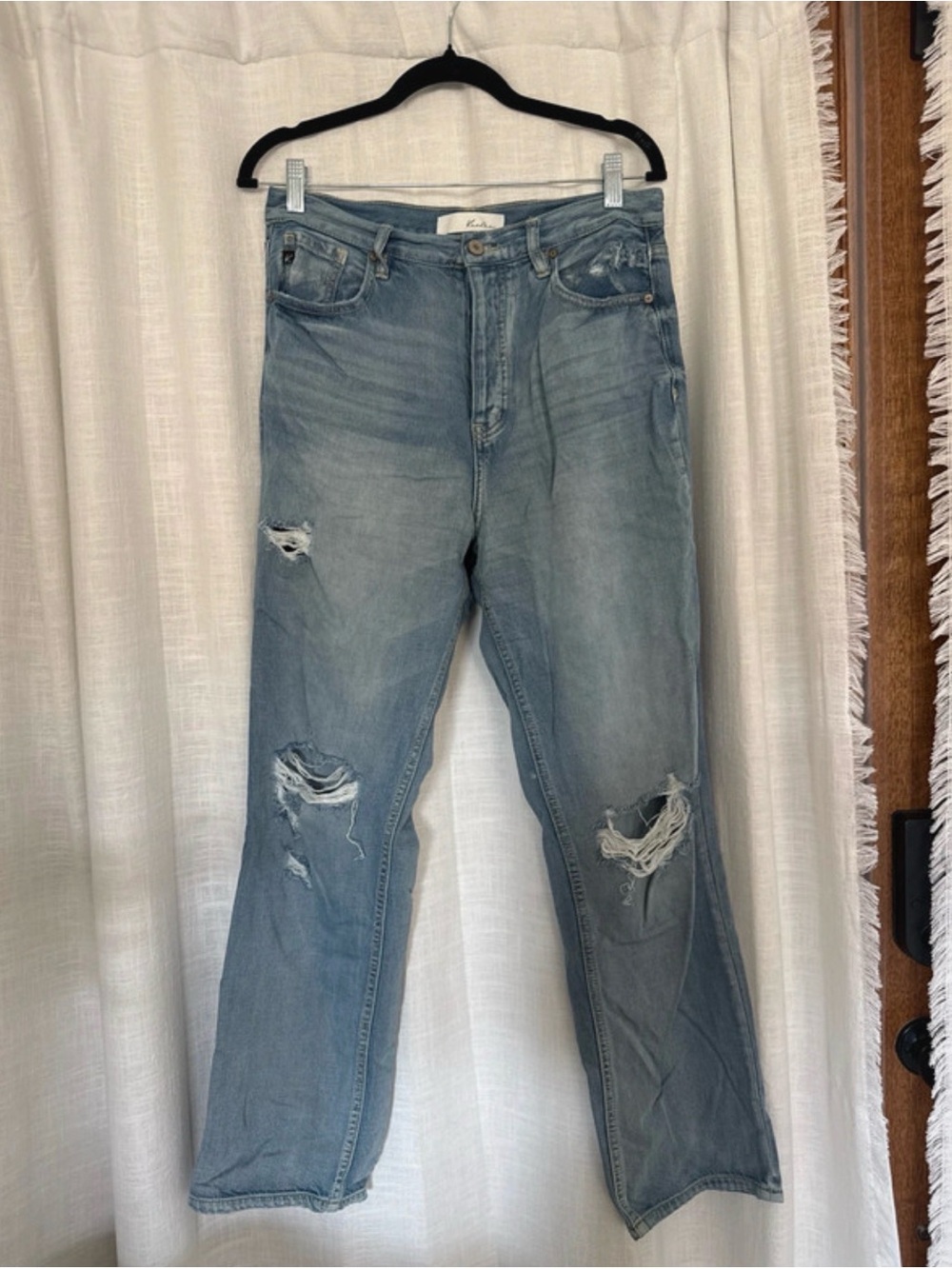 KanCan Light Blue Distressed Straight Jeans